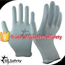SRSAFETY 13 gauge knitted nylon liner coated water-based white PU palm gloves working gloves
